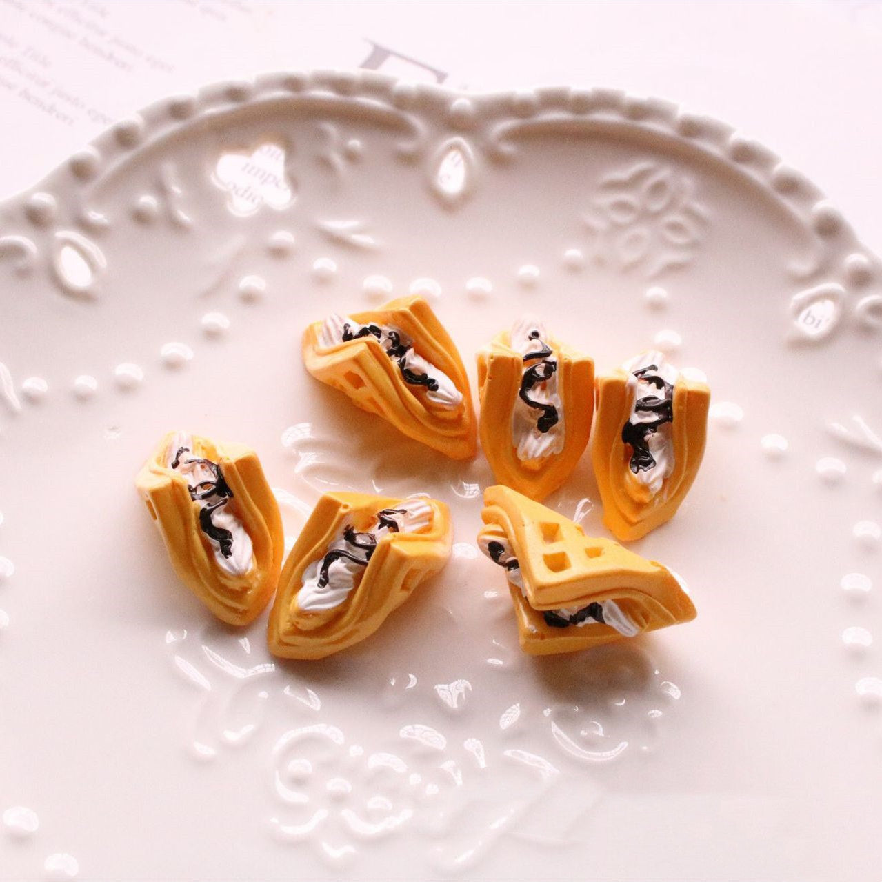 Arts And More Jewelry Accessories Kit miniature waffle charms with cream and chocolate details